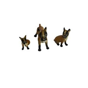 Vintage Hi Style Bone China Miniature Boxer Dog Family, Japan-Lot of 3